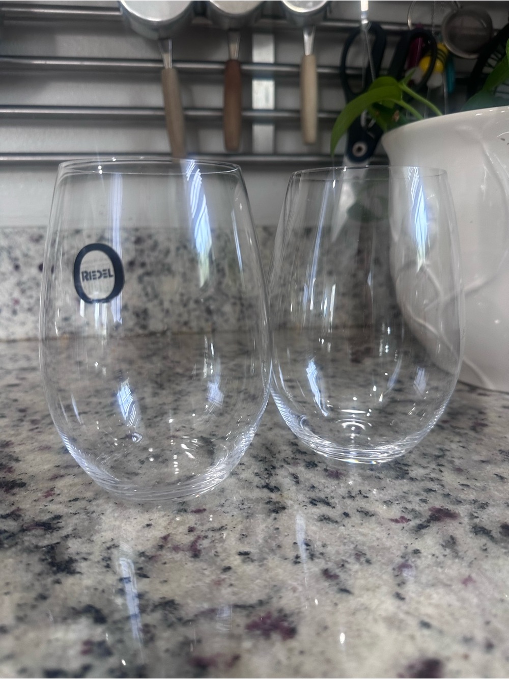 Riedel Clear Stemless Crystal Wine Glasses - Set of 2.